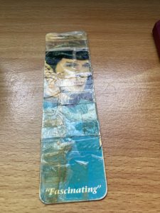 Spock bookmark covered in sellotape